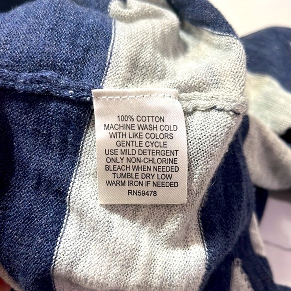 Pandemonium Navy & Grey Stripped Scoop Neck Sweater w/ Front Pocket, Sz. S - Picture 10 of 10